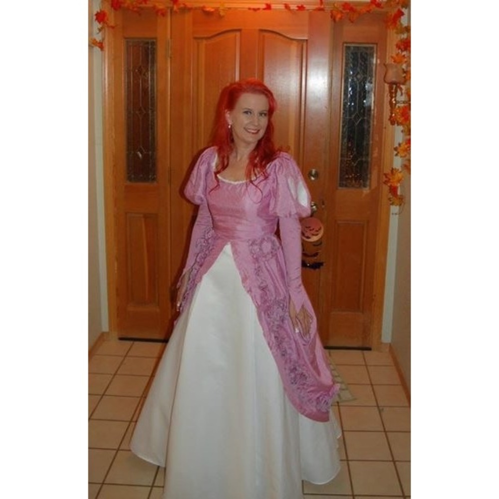 Women's Disney Princess Ariel's pink and white wedding dress cosplay